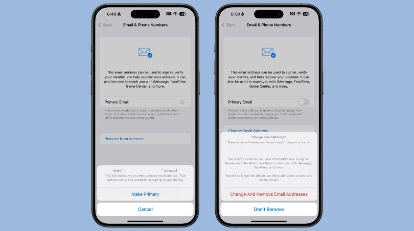 永顺苹果手机维修分享苹果 iOS 18.1 支持设置“主要”邮箱地址并更改 iCloud 邮箱 